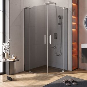 Изображение товара Душевой уголок Cezares SLIDER-R-2-80/90-Grigio-Cr, 80/90 х 80/90 см, стекло серый, профиль хром