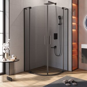 Изображение товара Душевой уголок Cezares SLIDER-R-2-80/90-GRIGIO-NERO, 80/90 х 80/90 см, стекло серый, профиль черный матовый