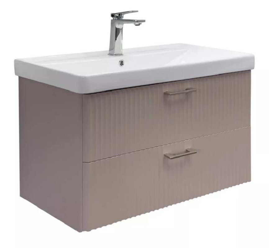 Изображение товара Тумба с раковиной Comforty Ангара 90 см подвесная дуб латте