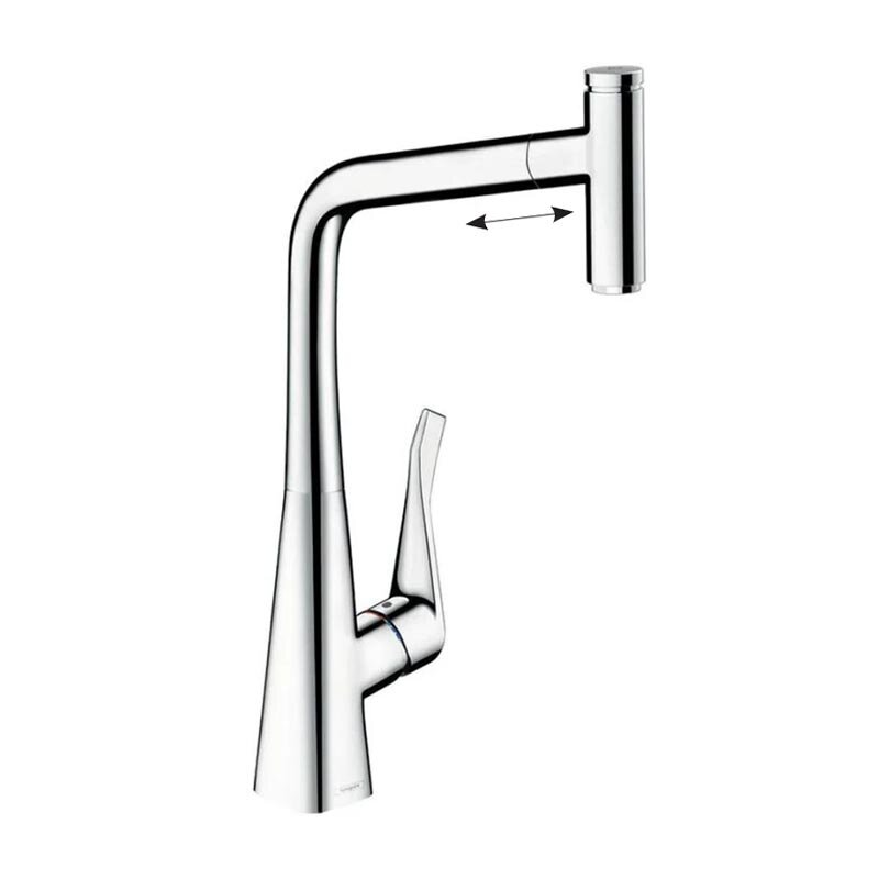 Изображение товара Смеситель для кухонной мойки Hansgrohe Metris Select, 14884000, хром Изображение товара Смеситель для кухонной мойки Hansgrohe Metris Select, 14884000, хром