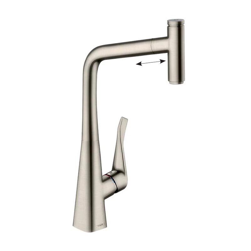 Изображение товара Смеситель для кухонной мойки Hansgrohe Metris Select, 14884800, сталь Изображение товара Смеситель для кухонной мойки Hansgrohe Metris Select, 14884800, сталь