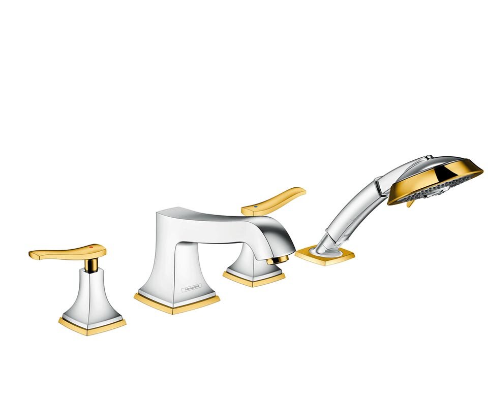 Изображение товара Смеситель для ванны и душа Hansgrohe Metropol Classic, 31441090, на 4 отверстия, хром/золото