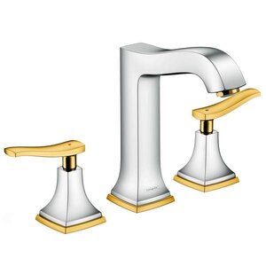 Изображение товара Смеситель для раковины Hansgrohe Metropol Classic, 31331090, на 3 отверстия, хром/золото