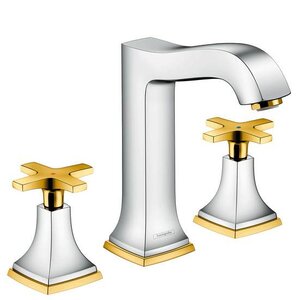 Изображение товара Смеситель для раковины Hansgrohe Metropol Classic, 31307090, на 3 отверстия, хром/золото