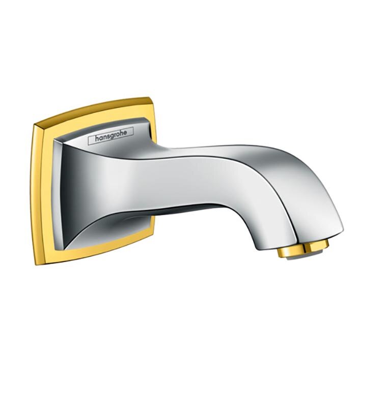 Изображение товара Излив на ванну Hansgrohe Metropol хром золото 158 мм вертикальный монтаж