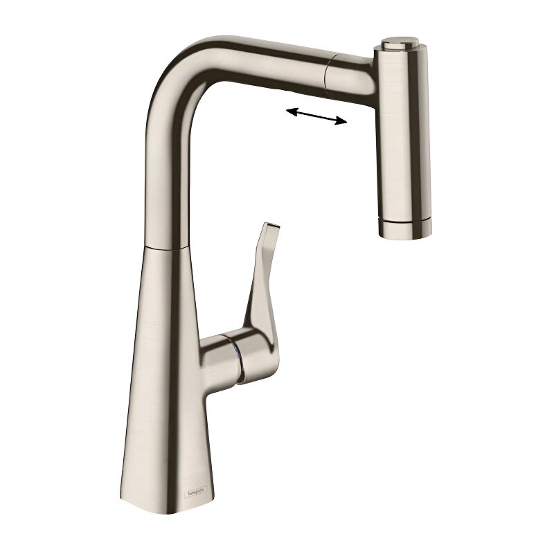 Изображение товара Смеситель для кухонной мойки Hansgrohe Metris с выдвижным изливом и функцией поворота