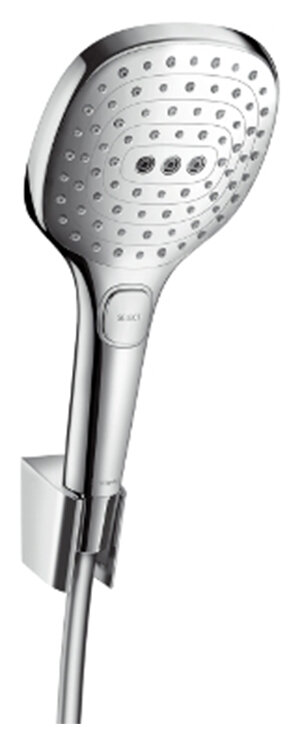 Изображение товара Душевой гарнитур Hansgrohe Raindance Select E 26720000, 3 режима струи, хром Изображение товара Душевой гарнитур Hansgrohe Raindance Select E 26720000, 3 режима струи, хром