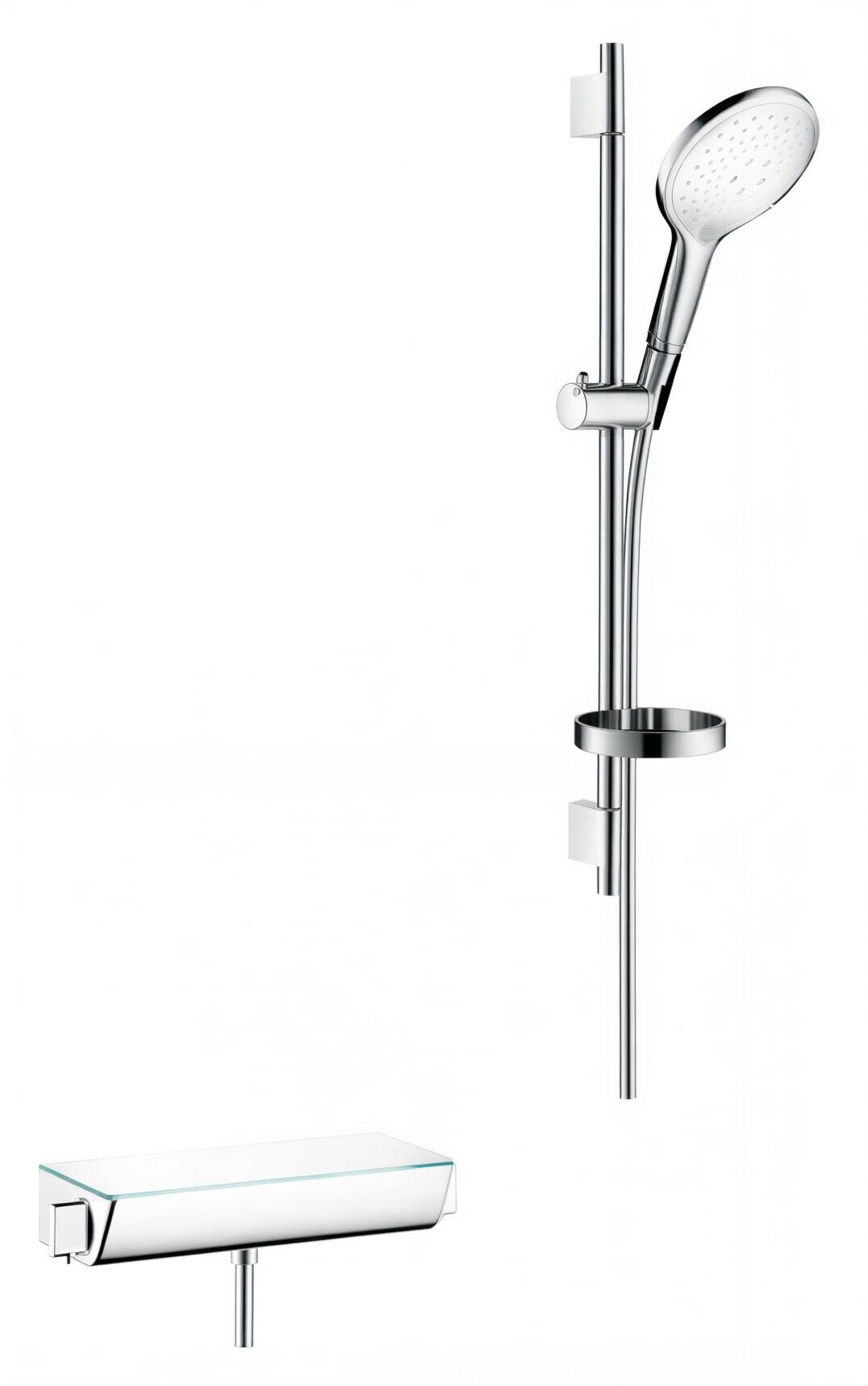 Изображение товара Смеситель для душа Hansgrohe Raindance Select S, 27036400, термостатический, с душевым гарнитуром и штангой, хром/белый