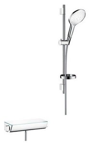 Изображение товара Смеситель для душа Hansgrohe Raindance Select S, 27037400, термостатический, с душевым гарнитуром и штангой, хром/белый