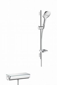 Изображение товара Смеситель для душа Hansgrohe Raindance Select E, 27038000, термостатический, с душевым гарнитуром и штангой, хром Изображение товара Смеситель для душа Hansgrohe Raindance Select E, 27038000, термостатический, с душевым гарнитуром и штангой, хром