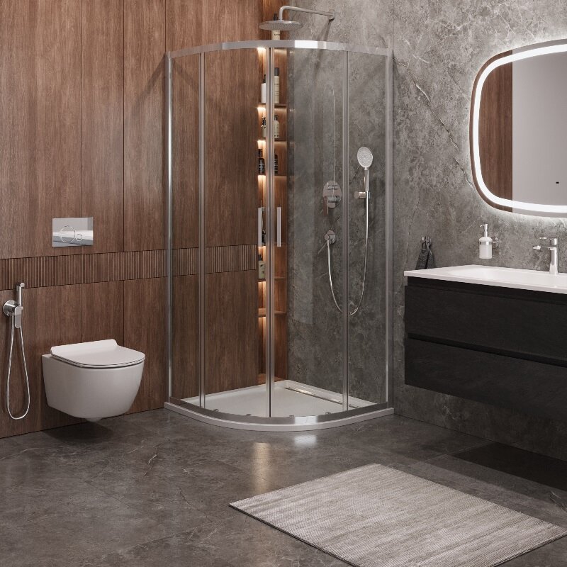 Изображение товара Душевой уголок Cezares MOLVENO-R-2 90x90 см прозрачное стекло хром профиль Италия