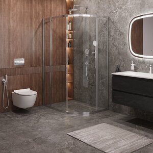 Изображение товара Душевой уголок Cezares MOLVENO-RH-1-110/90-C-Cr-IV, 110 х 90 см, стекло прозрачное, профиль хром