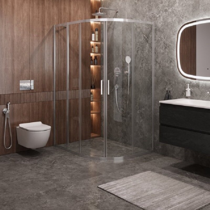 Изображение товара Душевой уголок Cezares MOLVENO-RH-2 130x100 см асимметричный с раздвижной дверью хром