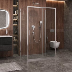 Изображение товара Душевой уголок Cezares MOLVENO-AH-12-120/80-C-Cr-IV, 120 х 80 см, стекло прозрачное, профиль хром