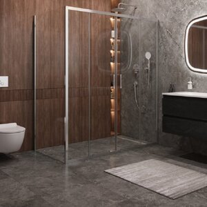Изображение товара Душевой уголок Cezares MOLVENO-AH-2/1-180/100-C-Cr-IV, 180 х 100 см, стекло прозрачное, профиль хром