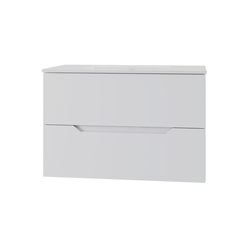 Изображение товара Тумба с раковиной Orange Line Li-70Tuw+Ra, 70 см, подвесная, цвет белый матовый Soft Touch