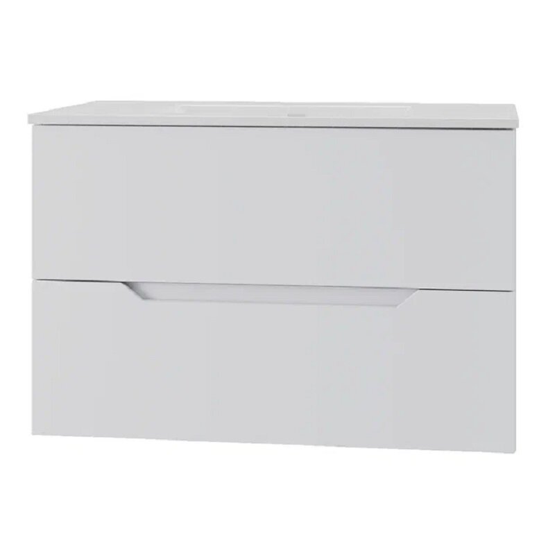 Изображение товара Подвесная тумба с раковиной Orange Line Li-70Tuw+Ra, 70 см, белый матовый