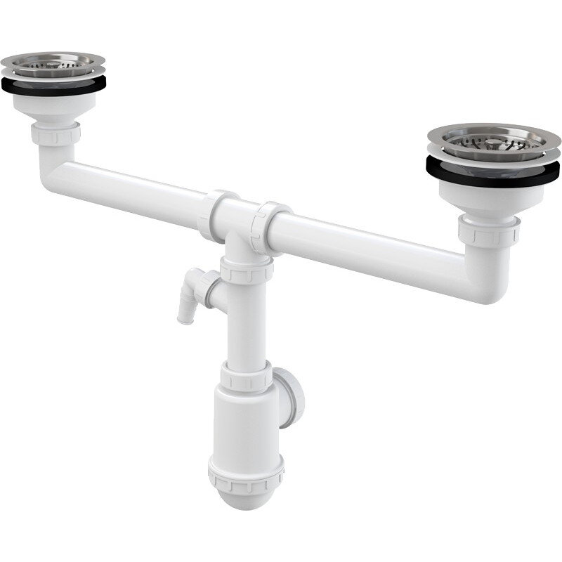 Изображение товара Двойной сифон для кухонной мойки AlcaPlast A453P с регулятором высоты