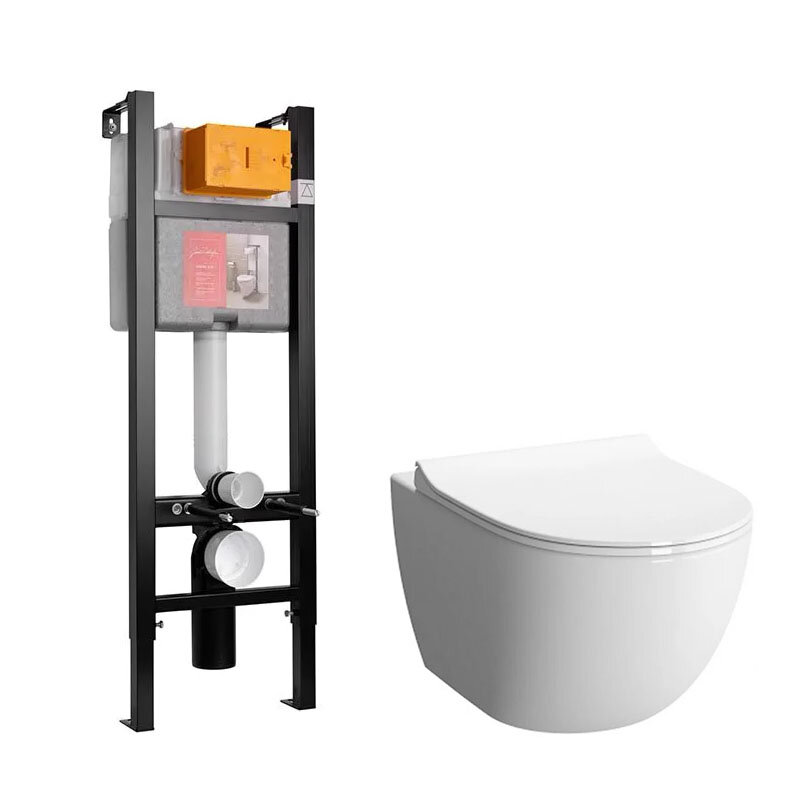 Изображение товара Инсталляция Jacob Delafon с безободковым унитазом Vitra Sento и сиденьем микролифт