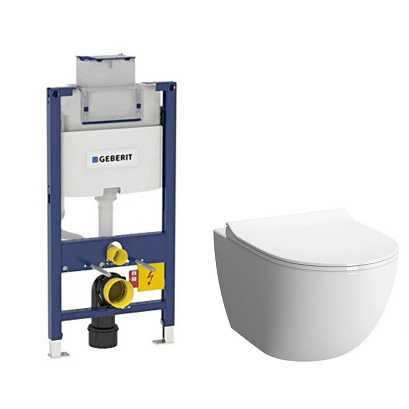 Изображение товара Инсталляция Geberit Omega с безободковым унитазом Vitra Sento и сиденьем микролифт