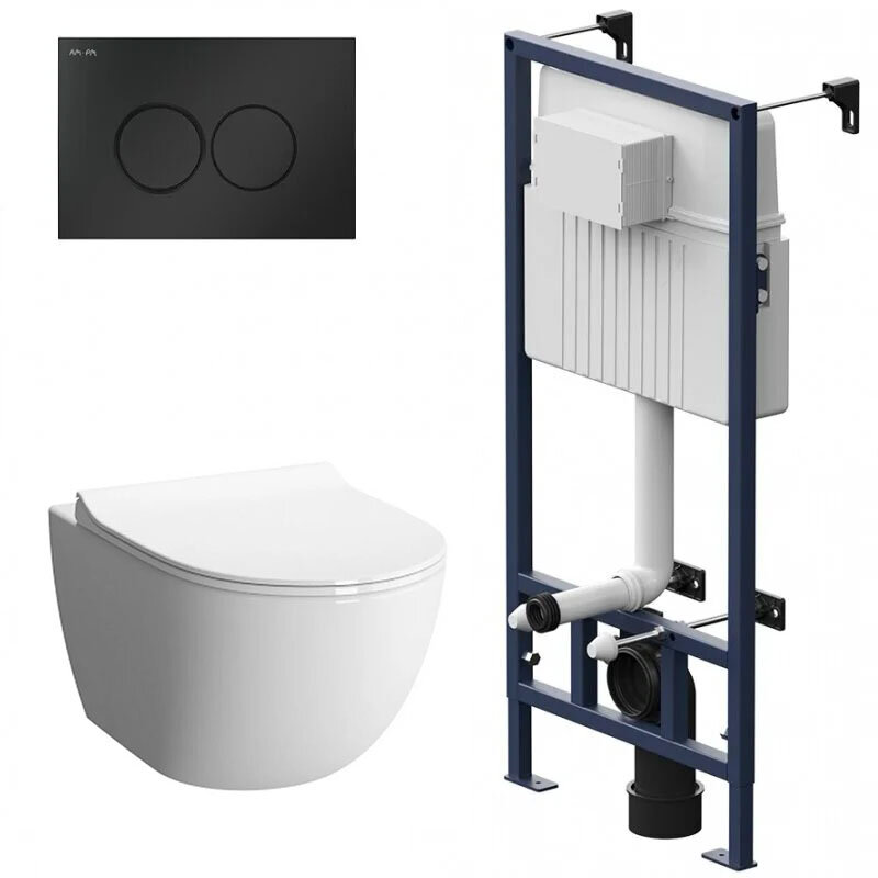 Изображение товара Инсталляция Am.Pm ProC с безободковым унитазом Vitra Sento, микролифт, клавиша смыва