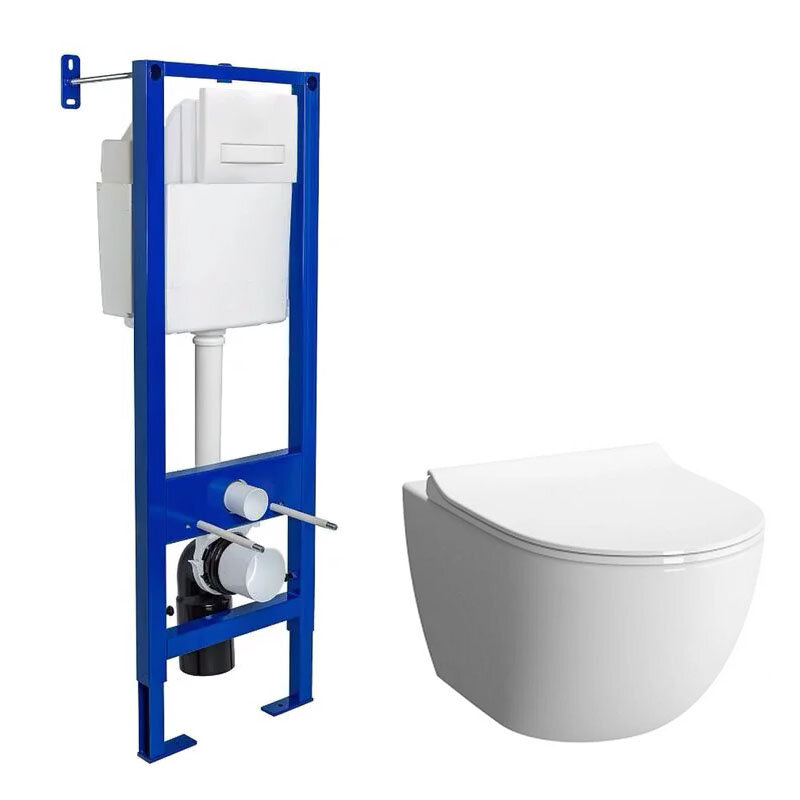 Изображение товара Инсталляция Berges Atom Line с безободковым унитазом Vitra Sento, белый