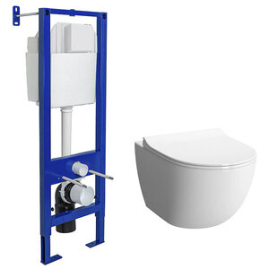 Изображение товара Инсталляция Berges Atom с безободковым унитазом Vitra Sento и микролифтом