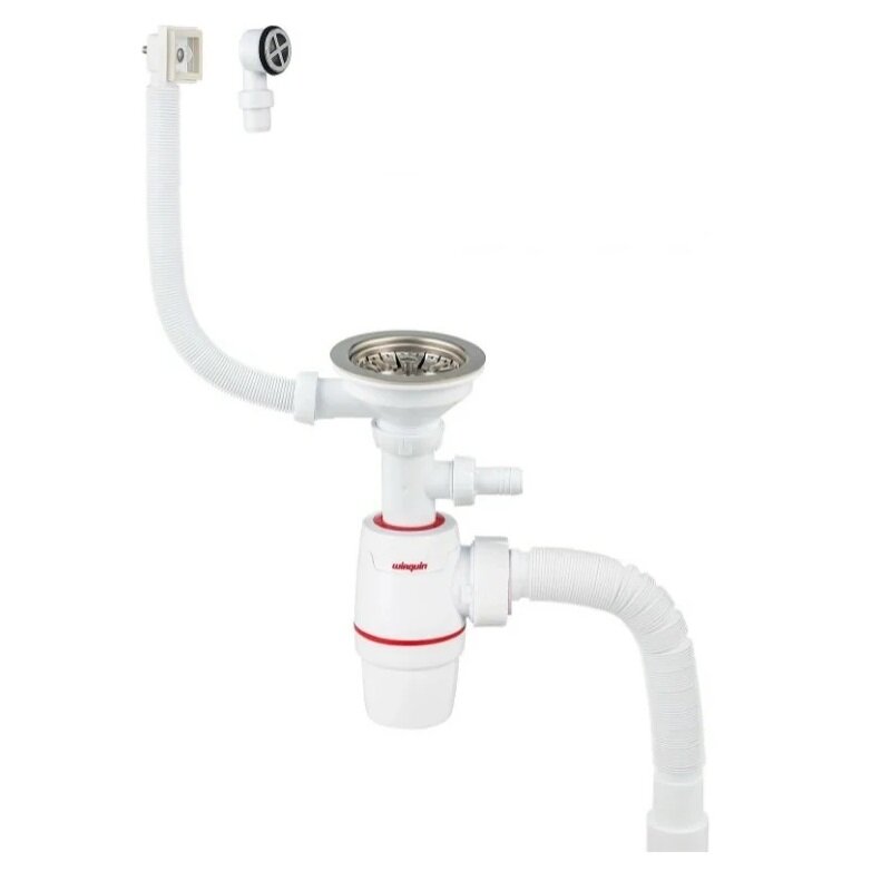 Изображение товара Сифон для раковины Wirquin Neo 30987091 с нержавеющей чашкой, регулировка высоты