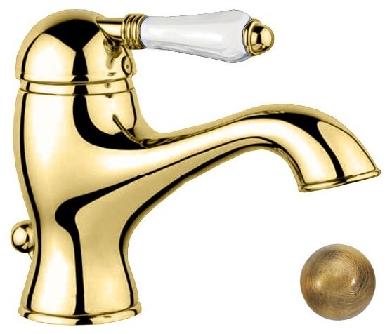 Изображение товара Смеситель Nicolazzi P.M. Blanc 3402BZ76 для раковины, гальваническая бронза, ручка белая керамика