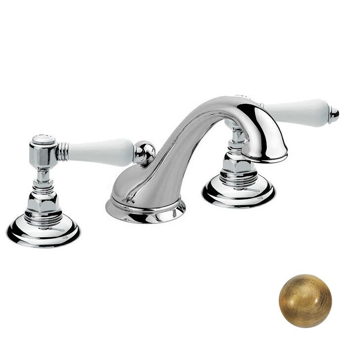 Изображение товара Смеситель Nicolazzi P.M. Blanc 1408BZ78 для раковины на 3 отверстия, гальваническая бронза, ручка белая керамика