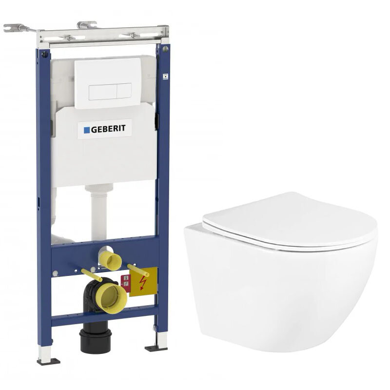 Изображение товара Инсталляция Geberit Duofix Delta с безободковым унитазом BelBagno UNO, сиденье микролифт