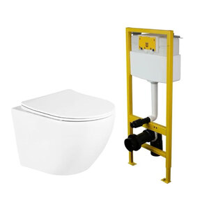 Изображение товара Инсталляция Elsen с безободковым унитазом BelBagno UNO, сиденье микролифт, EIN500.1120/BB3105CHR/SC