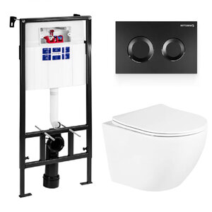 Изображение товара Инсталляция Bettoserb Sava Fix Slim с безободковым унитазом BelBagno UNO, сиденье микролифт, клавиша смыва, SET40006467/BB3105CHR/SC