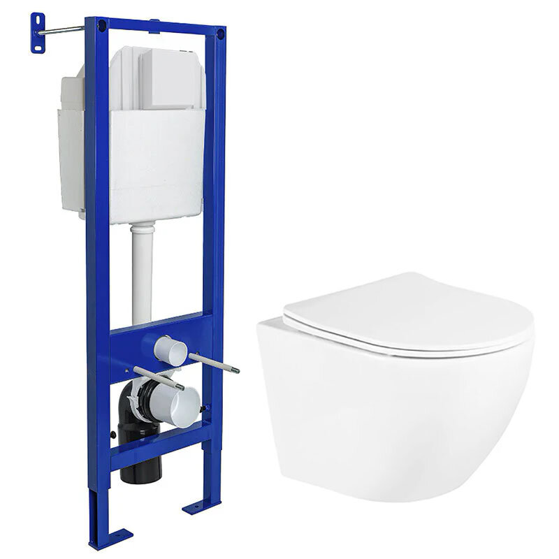 Изображение товара Инсталляция Berges Atom с безободковым унитазом BelBagno UNO, сиденье микролифт, 040330/BB3105CHR/SC