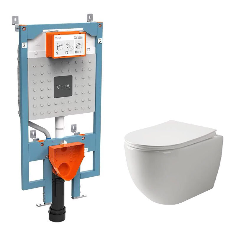 Изображение товара Инсталляция Vitra V-Fix Prime с безободковым унитазом Ceramicanova Mia Rimless
