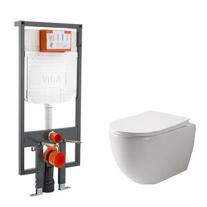 Изображение товара Инсталляция Vitra с безободковым унитазом Ceramicanova Mia Rimless сиденье микролифт, 748-5800-01/CN1805, сантехфарфор