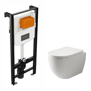 Изображение товара Инсталляция Jacob Delafon с безободковым унитазом Ceramicanova Mia Rimless сиденье микролифт, E24156-NF/CN1805, сантехфарфор