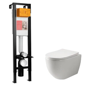 Изображение товара Инсталляция Jacob Delafon с безободковым унитазом Ceramicanova Mia Rimless, сантехфарфор, сиденье микролифт, E33130RU-NF/CN1805