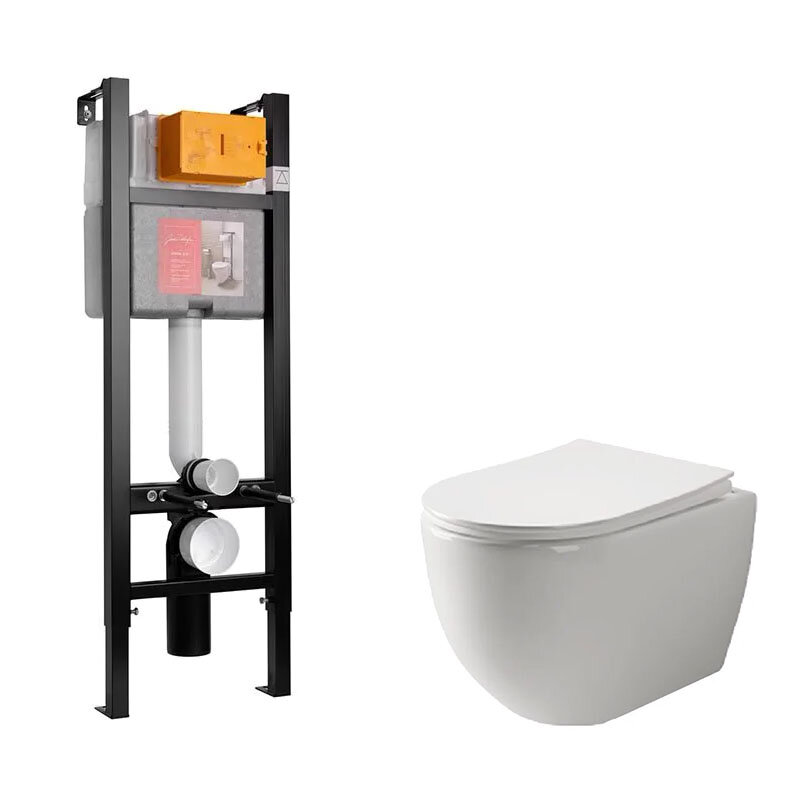 Изображение товара Инсталляция Jacob Delafon с безободковым унитазом Ceramicanova Mia Rimless с микролифтом