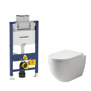 Изображение товара Инсталляция Geberit Omega с безободковым унитазом Ceramicanova Mia Rimless, сантехфарфор, сиденье микролифт, 111.030.00.1/CN1805