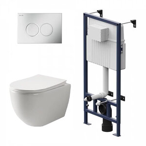 Изображение товара Инсталляция Am.Pm ProC с безободковым унитазом Ceramicanova Mia Rimless сиденье микролифт, сантехфарфор, клавиша смыва, I012707/CN1805/I070131