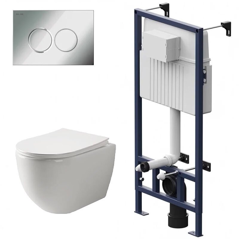 Изображение товара Инсталляция Am.Pm ProC с безободковым унитазом Ceramicanova Mia Rimless сиденье микролифт, сантехфарфор, клавиша смыва, I012707/CN1805/I070151