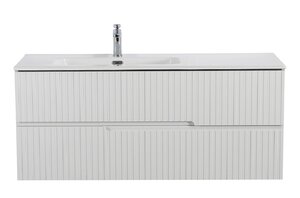 Изображение товара Тумба под раковину Cezares Duet-N-1200-2C-SO-BL-L / Duet-N-1200-2C-SO-BL-R, 120 см, подвесная, чаша слева/чаша справа, Bianco Lucido