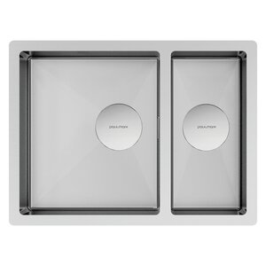 Изображение товара Мойка кухонная Paulmark Next 58/2S UNI PM225844-BS, 58 см, цвет нержавеющая сталь