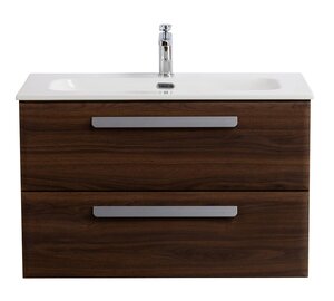Изображение товара Тумба под раковину Cezares Eco-Cer-N-800-2C-SO-NCS-P, 80 см, подвесная, орех шоколад софт