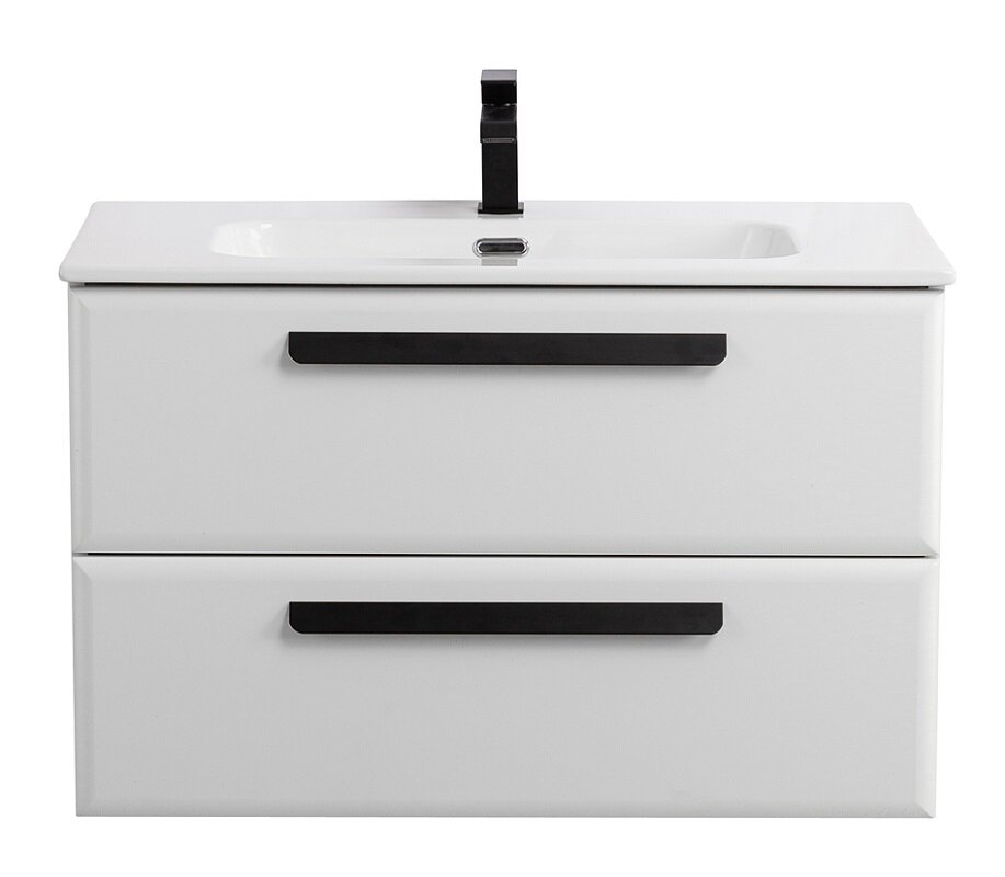 Изображение товара Тумба под раковину Cezares Eco-Cer-N-800-2C-SO-BO 80 см подвесная Bianco Opaco