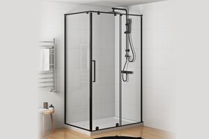 Изображение товара Душевой уголок Royal Bath BERN-S RB8100-T-BL, 100 x 80 см, стекло прозрачное, профиль черный