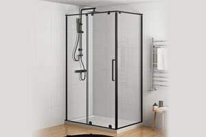 Изображение товара Душевой уголок Royal Bath BERN-S RB9100-T-BL, 100 x 90 см, стекло прозрачное, профиль черный