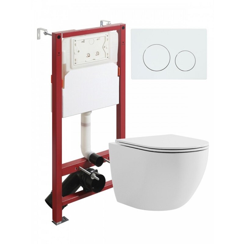 Изображение товара Подвесной безободковый унитаз Agger ATI03100+APB188 с инсталляцией и мягким сиденьем