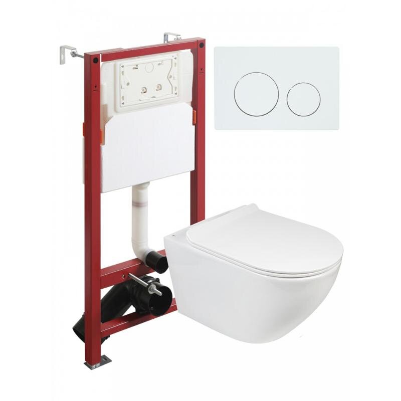 Изображение товара Подвесной безободковый унитаз Agger ATI03100+APB188 с инсталляцией и мягким сиденьем